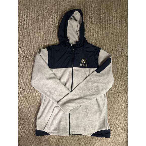Men's Colosseum Notre Dame Fighting Irish Herringbone Full-Zip Hoodie Size XL - Picture 1 of 5